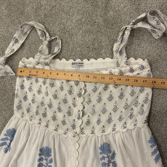 Juliet Dunn sailor blue gold rose tie shoulder maxi dress size medium/large NWOT - Picture 12 of 15